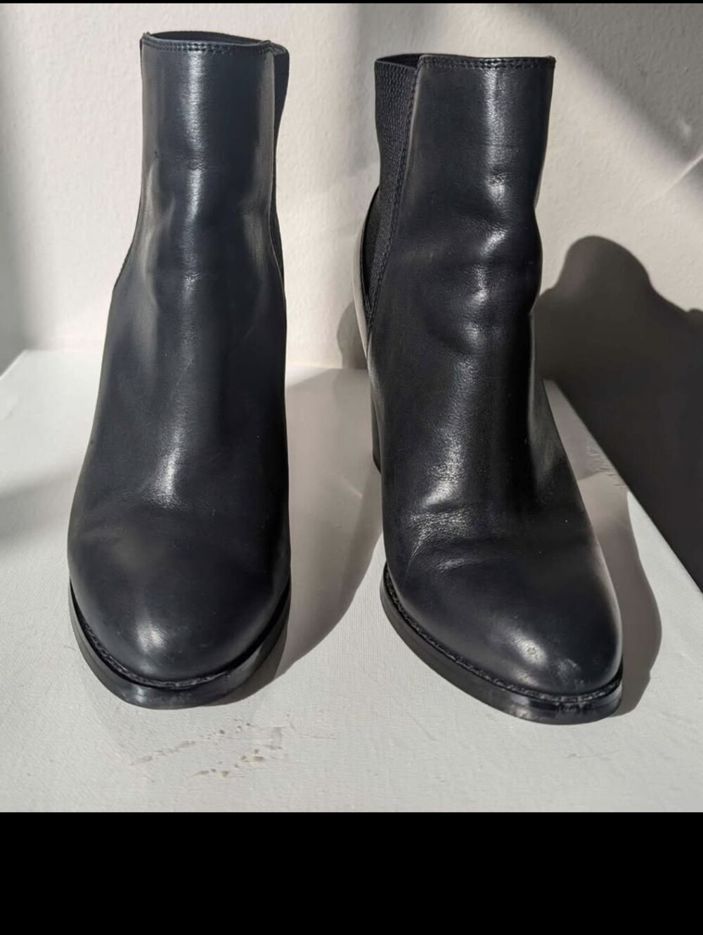 Women’s Black Aldo Leather Block Heel Ankle Boots - Picture 4 of 5